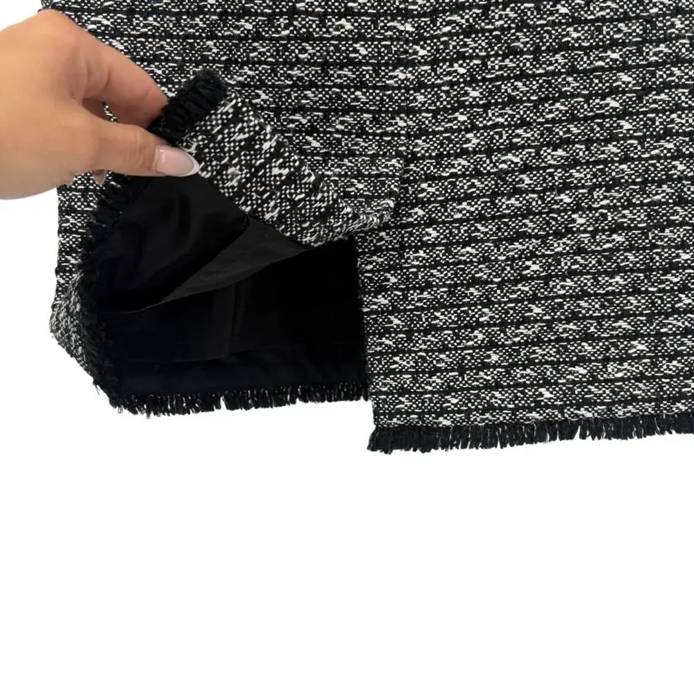J.Crew Tweed Pencil Skirt Black & White Textured Size 00 Lined Classic Career
